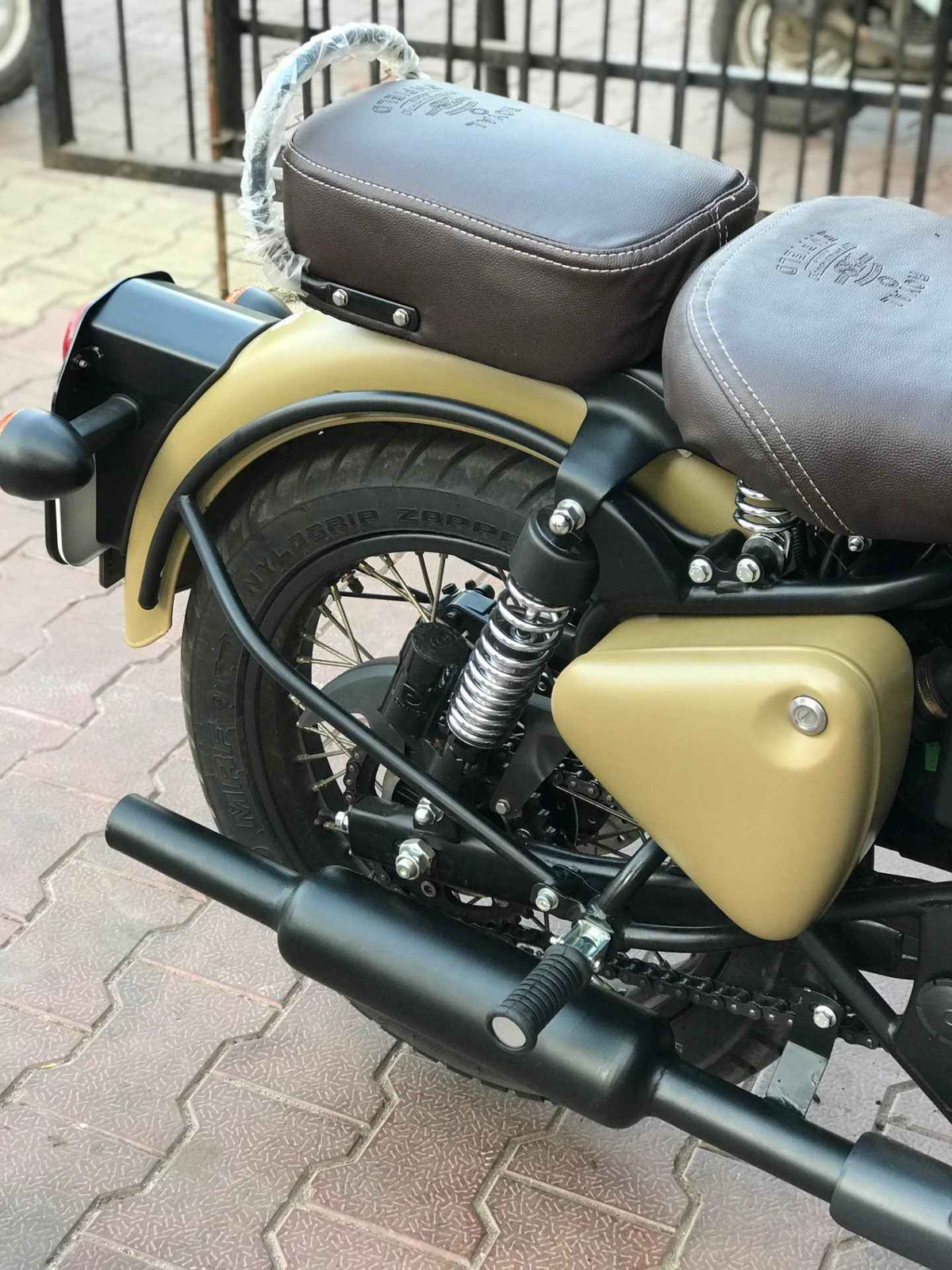 Short Bottle Black Exhaust for Royal Enfield – Moderate Old Bullet Thump, High Quality Filter, Fits All RE Models (New Engine, Post-2008)