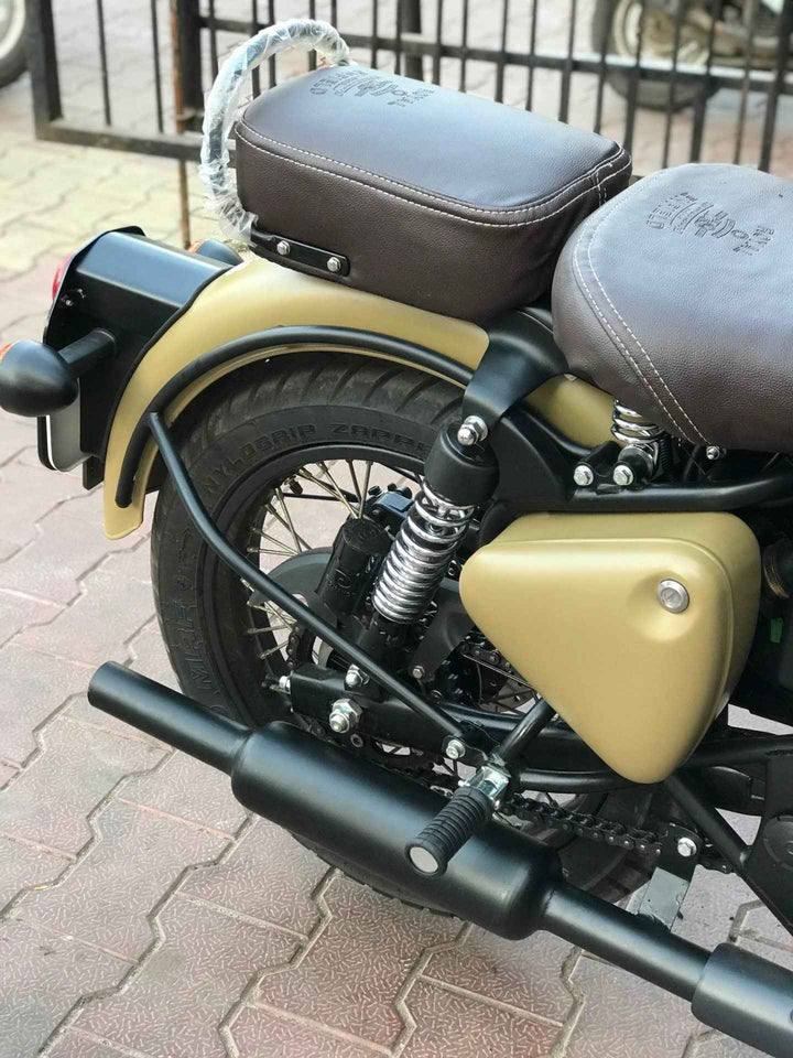 Short Bottle Black Exhaust for Royal Enfield – Moderate Old Bullet Thump, High Quality Filter, Fits All RE Models (New Engine, Post-2008)