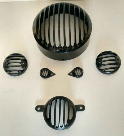 Metal Light Grill Set for Royal Enfield Classic 350/500 – 8-Piece Set, Fits All RE New Engine Models (Post-2008)