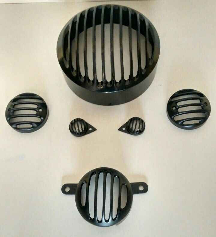 Metal Light Grill Set for Royal Enfield Classic 350/500 – 8-Piece Set, Fits All RE New Engine Models (Post-2008)