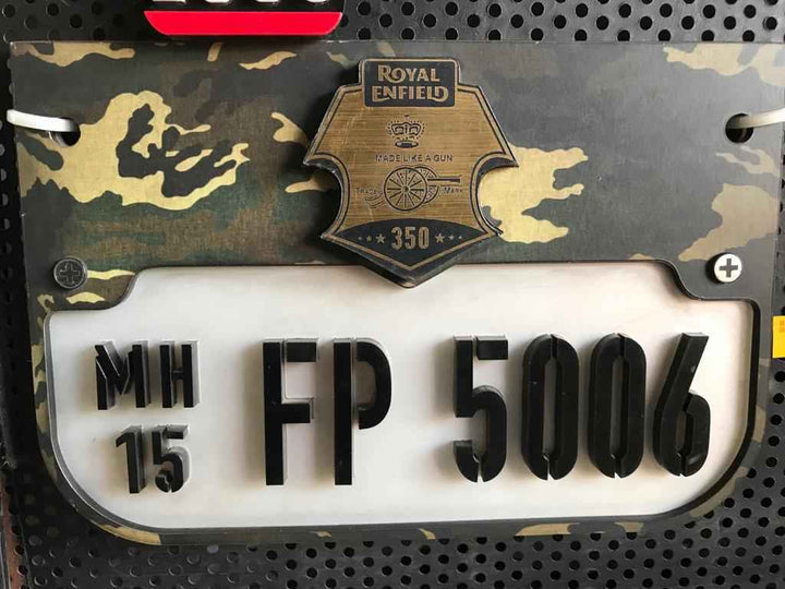 Acrylic Number Plate – Royal Enfield & Universal Fit (Design 4)