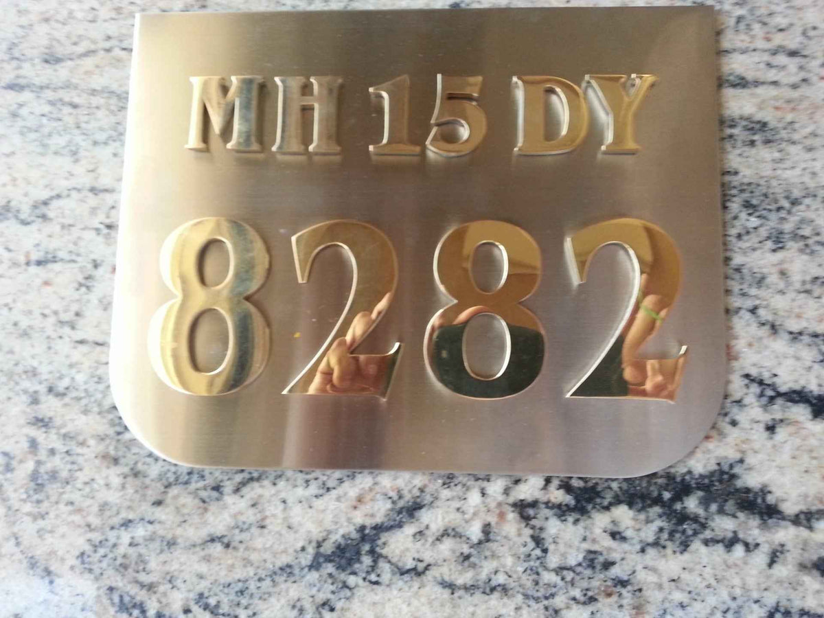 Pure Brass Number Plate – Custom Made to Order for Royal Enfield & Universal Bikes