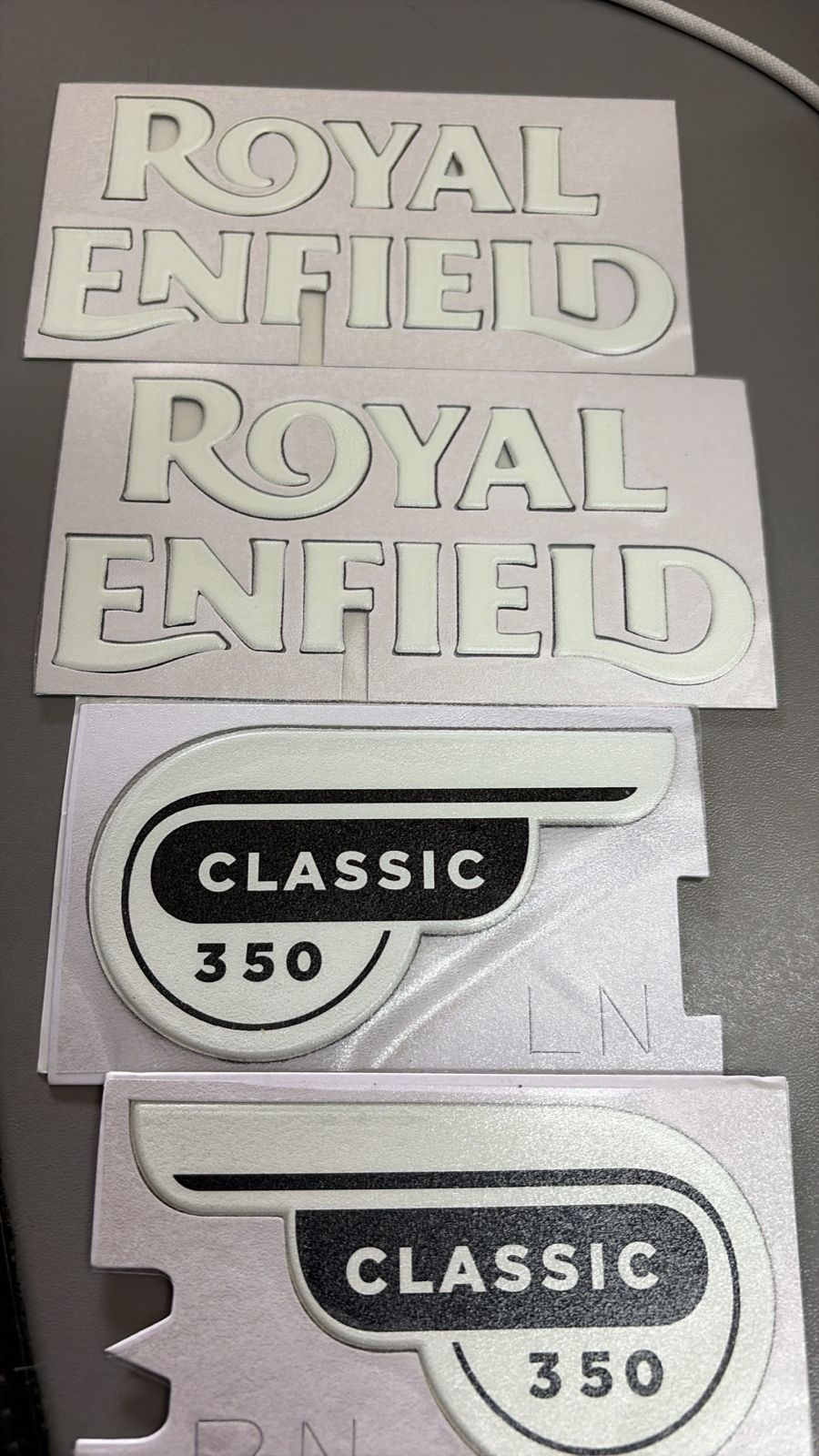 3D Sticker Set for Royal Enfield Classic – Set of 4 (2 Tank + 2 Toolbox, Direct Pasting)