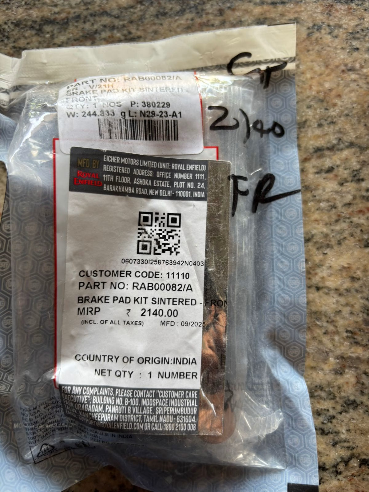 DISC BRAKE PADS ORIGINAL - GT 650/INTERCEPTOR 650/HIMALAYAN 450 image 2