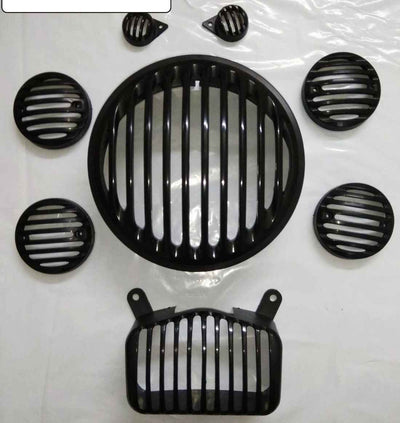 Metal Light Grill Set for Royal Enfield Standard 350/500 & Electra 350 – 8-Piece Set, Fits All RE New Engine Models (Post-2008)