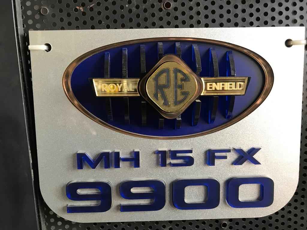 Acrylic Number Plate – Royal Enfield & Universal Fit (Design 3)