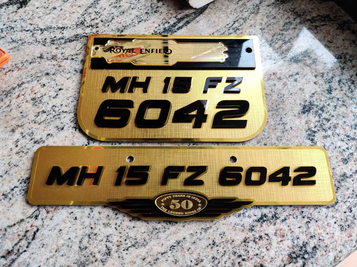 Acrylic Number Plate – Royal Enfield & Universal Fit (Design 5)